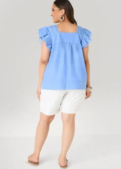 Lattice Trimmed Poplin Shirt