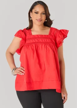 Lattice Trimmed Poplin Shirt