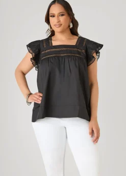 Lattice Trimmed Poplin Shirt