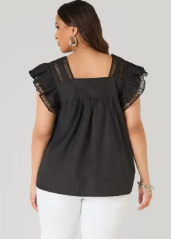 Lattice Trimmed Poplin Shirt