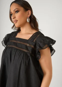 Lattice Trimmed Poplin Shirt