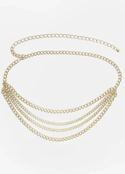 Layered Gold Tone Chain Belt