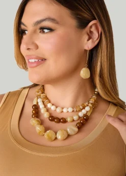 Layered Marbled Bead Necklace Set