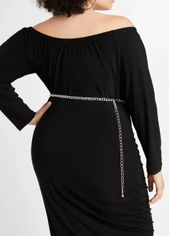 Layered Silver Tone Chain Belt