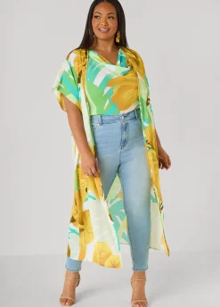 Leaf Print Cowl Neck Top
