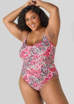 Leopard And Floral Print Swimsuit