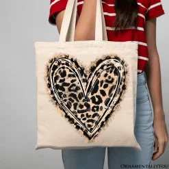 Leopard Heart Valentine Tote Bag