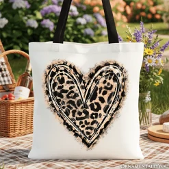 Leopard Heart Valentine Tote Bag