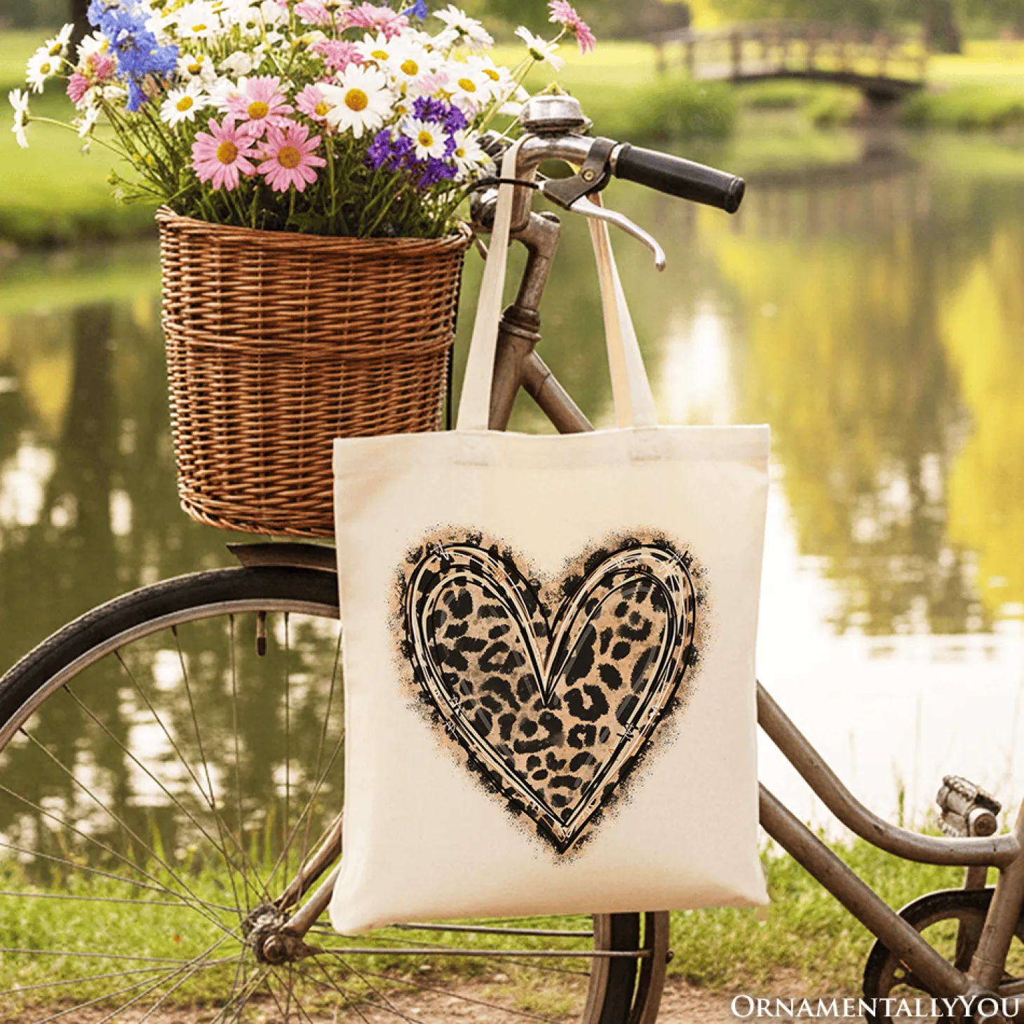 Leopard Heart Valentine Tote Bag