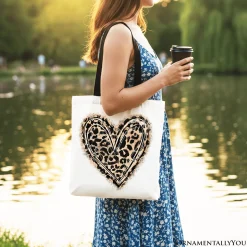 Leopard Heart Valentine Tote Bag