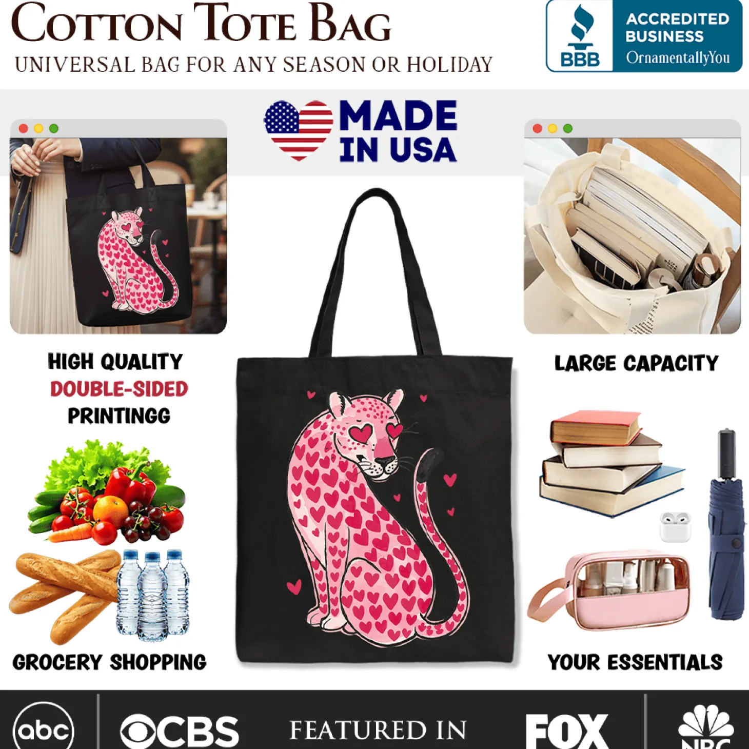 Leopard Valentine Canvas Tote Bag