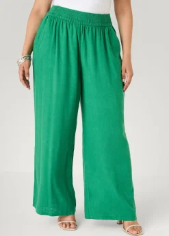 Linen Blend Pull On Pants