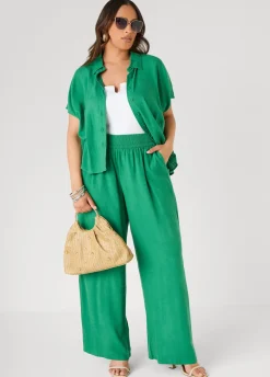 Linen Blend Pull On Pants