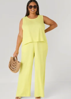 Linen Blend Wide Leg Pants