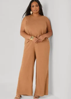 Linen Blend Wide Leg Pants