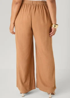 Linen Blend Wide Leg Pants