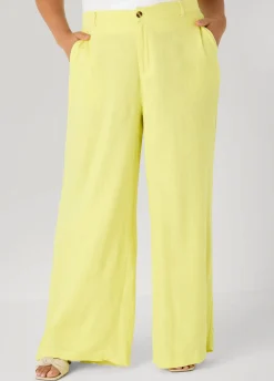 Linen Blend Wide Leg Pants