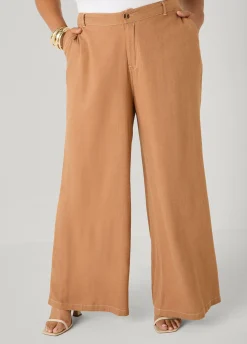 Linen Blend Wide Leg Pants