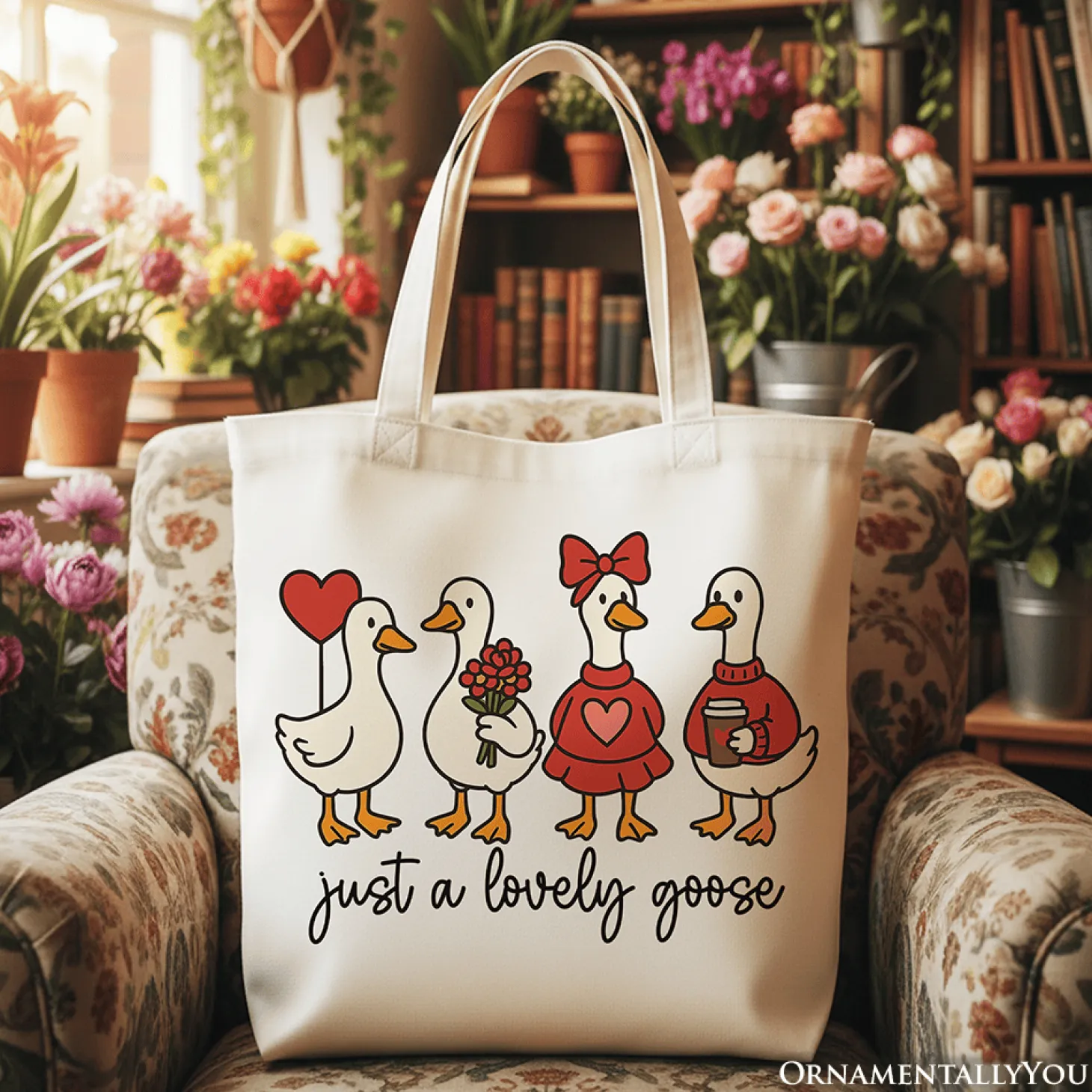 Lovely Goose Canvas Tote Bag