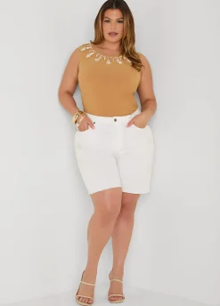 Marbled Bead Stretch Crepe Top