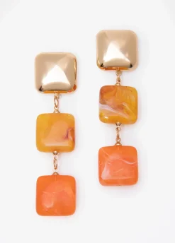 Marbled Square Dangle Earrings