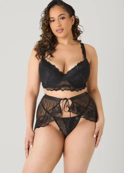 Mesh Bra And Skirt 3 Pc Set