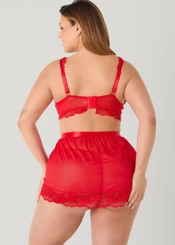 Mesh Bra And Skirt 3 Pc Set