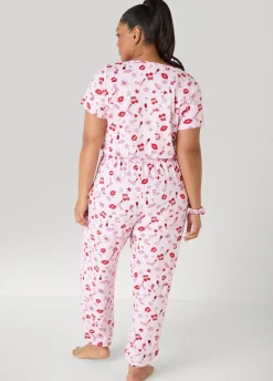 Moon To Noon Kiss Print Jumpsuit Set