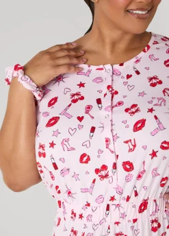 Moon To Noon Kiss Print Jumpsuit Set