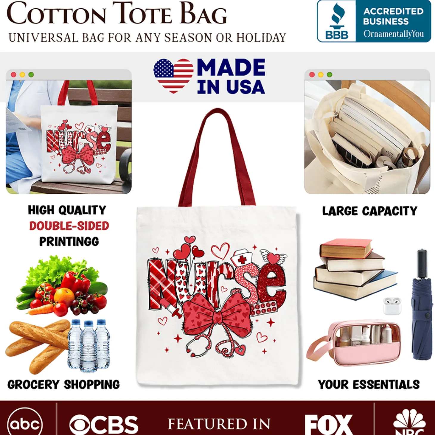 Nurse Heart Canvas Tote Bag