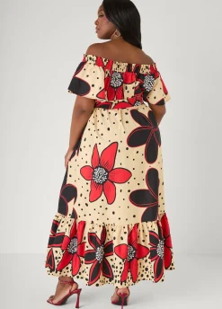Off The Shoulder Floral Maxi Dress