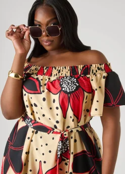Off The Shoulder Floral Maxi Dress