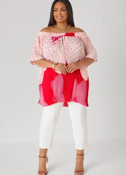 Off The Shoulder Floral Plisse Top