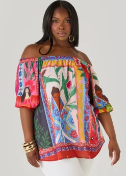 Off The Shoulder Printed Blouse