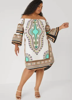 Off The Shoulder Printed Dress