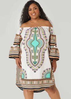 Off The Shoulder Printed Dress