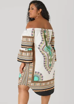 Off The Shoulder Printed Dress