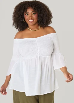 Off The Shoulder Smocked Top