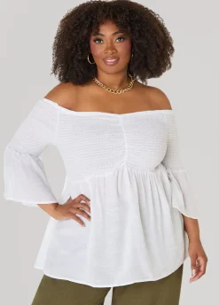 Off The Shoulder Smocked Top