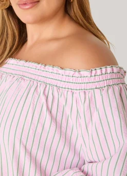 Off The Shoulder Striped Dress