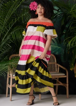 Off The Shoulder Stripe Dress