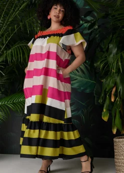 Off The Shoulder Stripe Dress