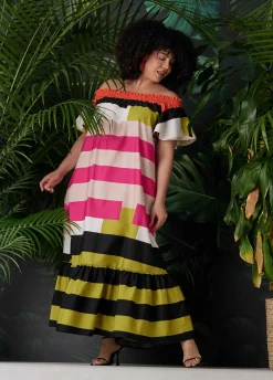 Off The Shoulder Stripe Dress