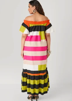 Off The Shoulder Stripe Dress