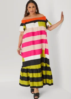 Off The Shoulder Stripe Dress