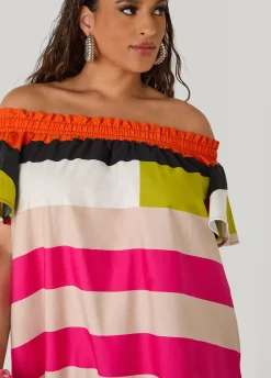 Off The Shoulder Stripe Dress