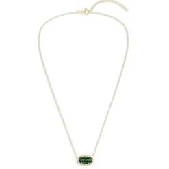 Oval Gemstone Necklace in 14K Gold Plated Sterling Silver, Oval Pendant Size 6 * 12mm, 15