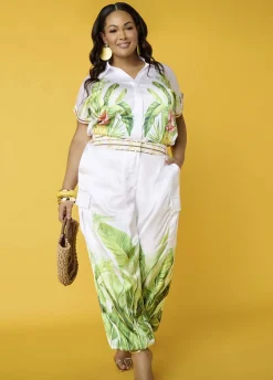 Palm Print Balloon Pants