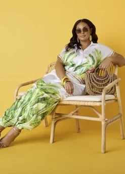 Palm Print Balloon Pants
