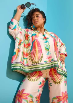 Parrot Print Satin Shirt